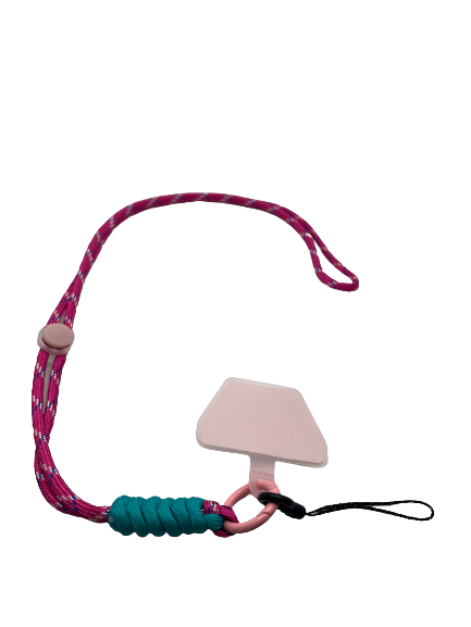 Pink and Turquoise neck strap.